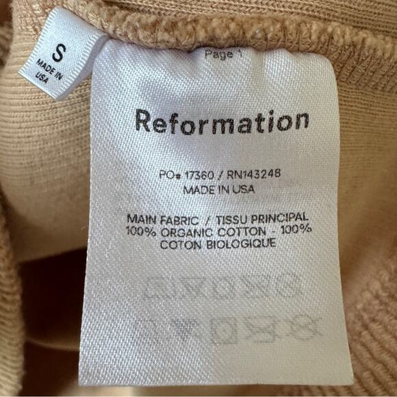 Reformation Tan Ribbed Short Sleeve Sweater Dress Womens S Channing Mini Preppy - Picture 7 of 10